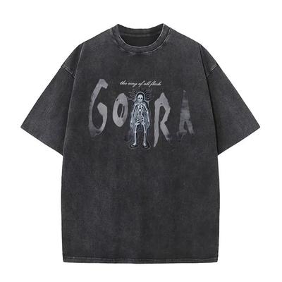 Gojira Древо Жизни Винтажная Черная Футболка Оверсайз с Двусторонним Графическим Принтом Acid Wash | Уличная Одежда для Фанатов Прогрессив-Метал Группы Мерч Футболка