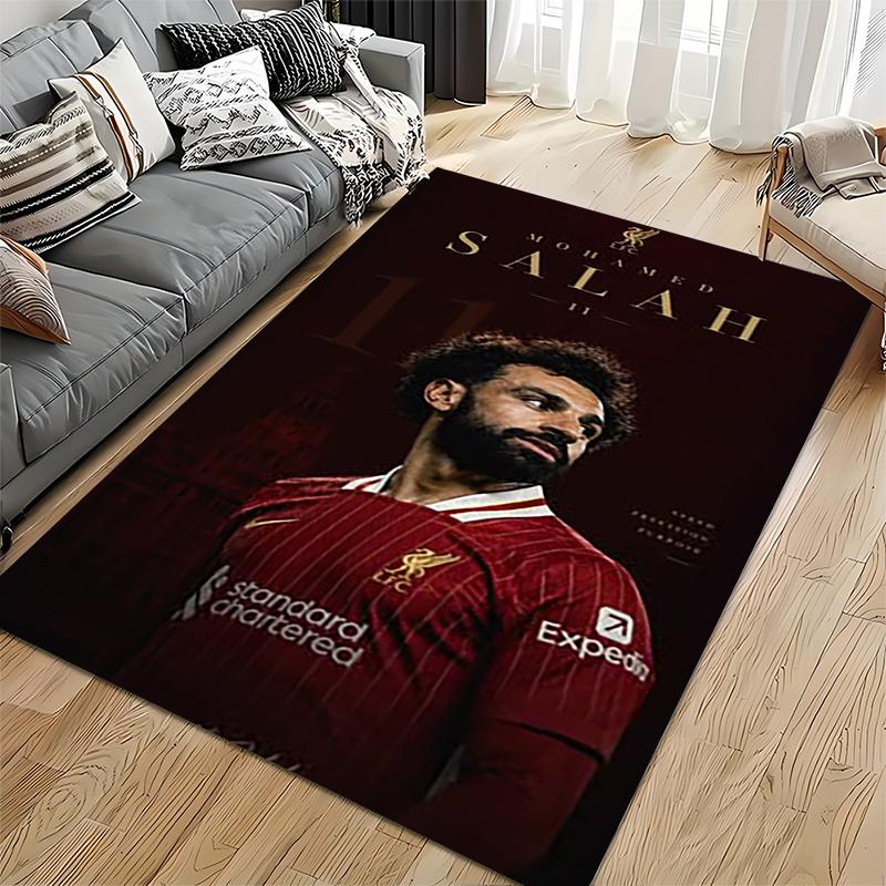 Sports Area Rug, Mohamed Salah Liverpool 11 Gold Poster, Fan Cave Decor, Non-Slip Mat