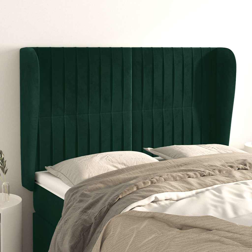 Headboard with Wings Dark Green 147x23x118 128 cm Velvet