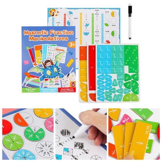 1/2 Sets Magnetic Fraction Tiles Circles Percentage Decimal Fraction Learning Math Manipulatives Elementary Teaching Aid Educational Fraction Puzzle