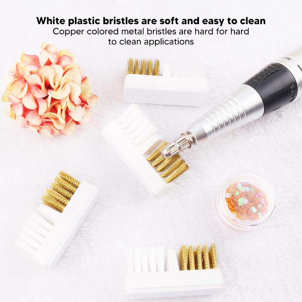 5pcs Copper Wire Bristles Nail Drill Bit Cleaner Portable Nail Grinding Head Cleaner For Home Use