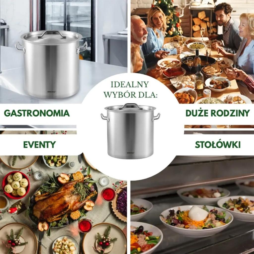 Garnek Gastronomiczny Z Pokrywą Stalową 17L Kinghoff Kh-1961