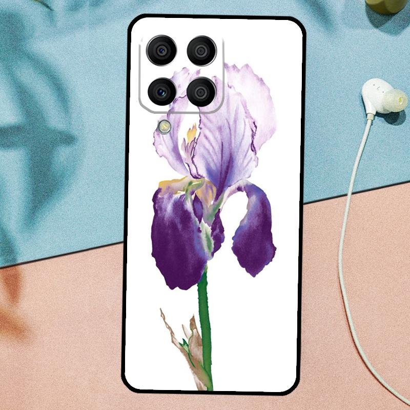 Iris Purple Flower Watercolor For Samsung Galaxy M33 M35 M55 M15 M12 M13 M14 M34 M54 M53 M21 M31 M11 M32 M52 M06 M16 Case