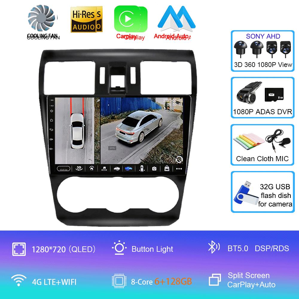 Android 14 Video Player Car Stereo Radio For Subaru Forester 4 SJ XV 2012-2015 4G Multimedia Navigation GPS Carplay 360 Camera