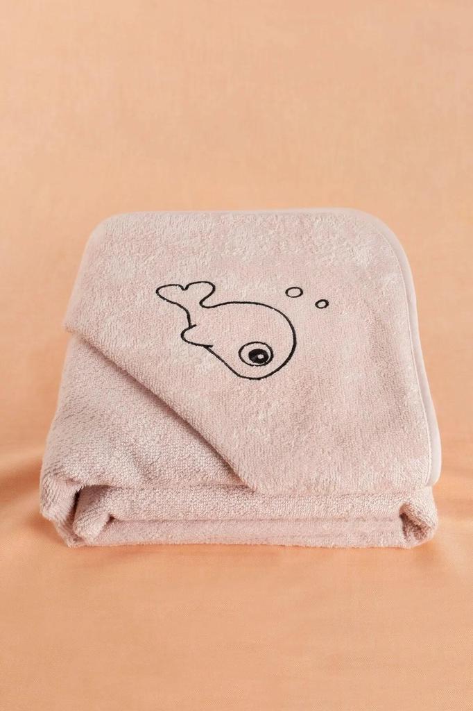Bamboo Fish Embroidered Baby Towel Swaddle and Bathrobe Set Turkish High Quality,Luxury, Super Soft, Great Absorbent 75x75cm