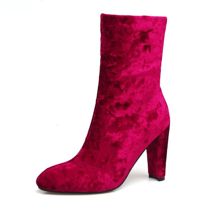 Модная теплая зимняя обувь женские бархатные ботильоны на тонком высоком каблуке короткие сапоги на платформе плюшевые меховые молнии зимние боты женские свадебные туфли