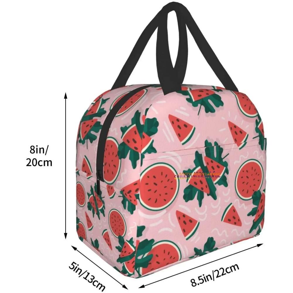 Cute Watermelon Lunch Bag Travel Work Picnic Bento Box Cooler Reusable Canvas Tote Boxes for Women Kids Insulated Lunch Bags