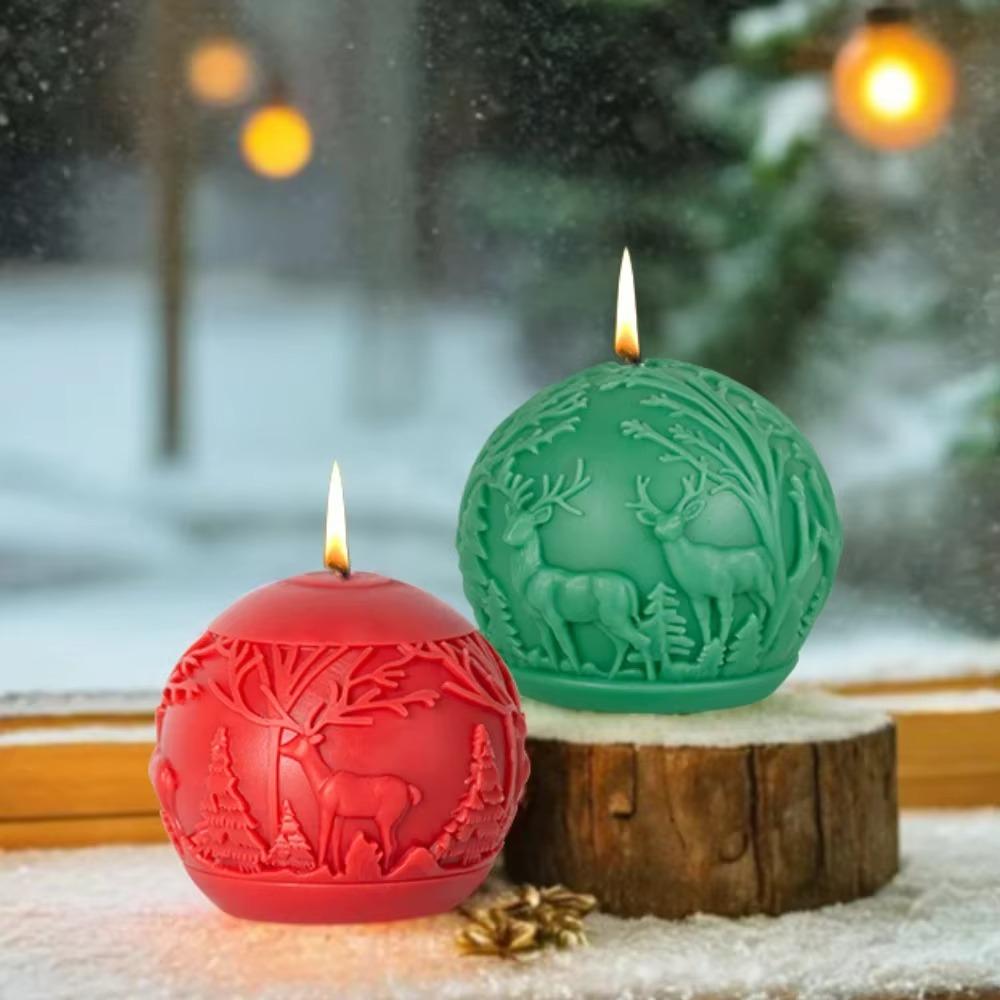 Рождественский снежный шар, силиконовая форма для свечи, рельефный шар в виде лося, форма из гипсовой смолы, рождественские украшения для дома, украшения ручной работы