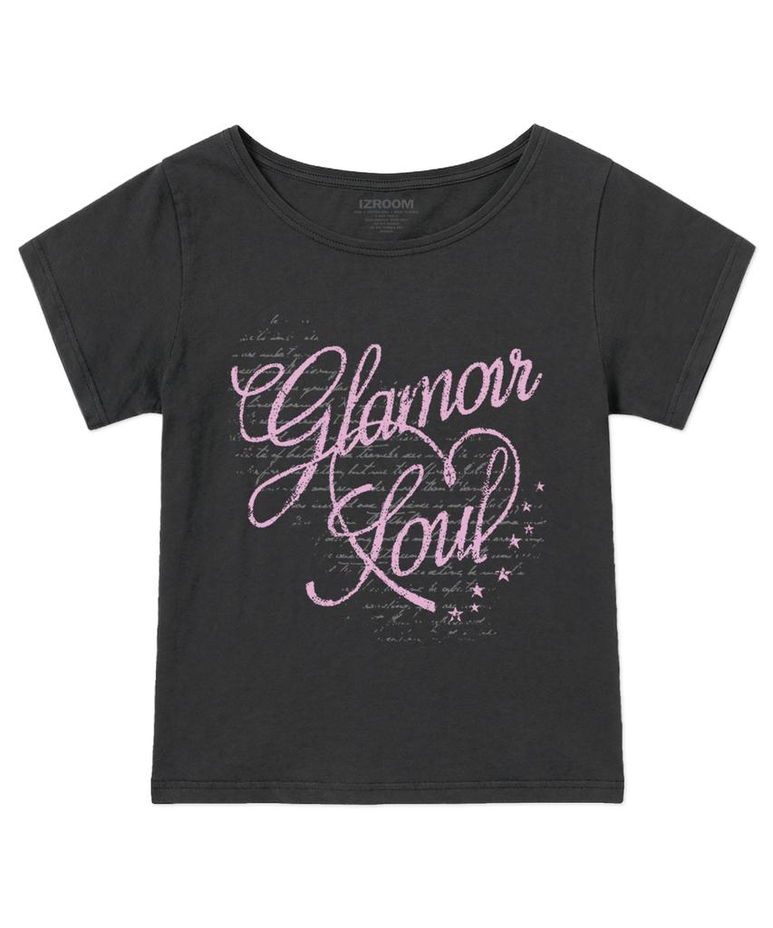 Женская футболка Ijeulum Glamour с вырезом-лодочкой, короткими рукавами и принтом в виде сердца (Древесный уголь)