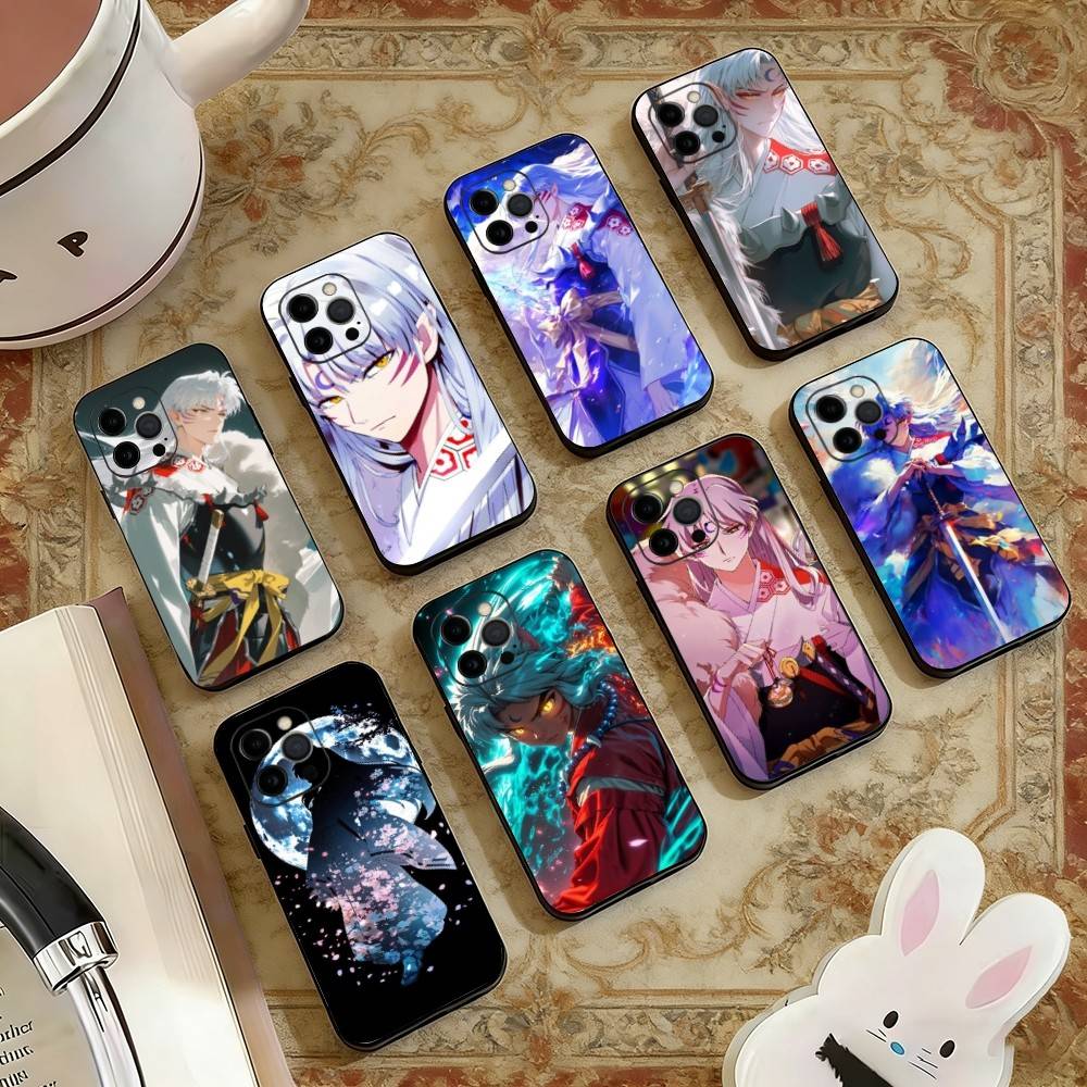 S-Sesshomaru Inuyasha Anime Phone Case For iPhone 17,16,15,14,13,12,11 Plus,Pro Max,XS,Soft Silicone Black Cover