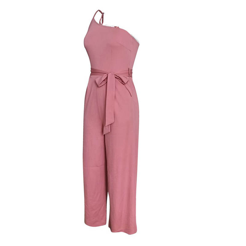Off Shoulder Strap Jumpsuit Women's Spring Summer Temperament Commuting Solid Color Straight Pants