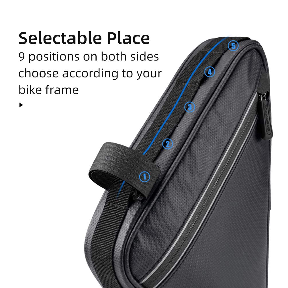 ROCKBROS Bicycle Frame Bag, Triangle Bag, Top Tube Bag for Mountain and Road Bikes, Water-Repellent, Large Storage Capacity