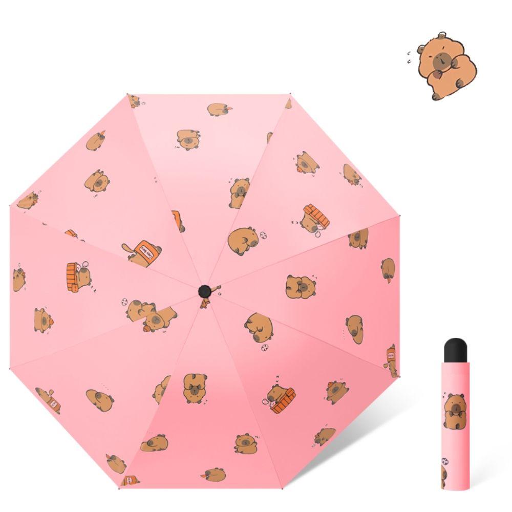Black Glue Parasol Cute Three-fold Umbrella New Capybara Umbrella