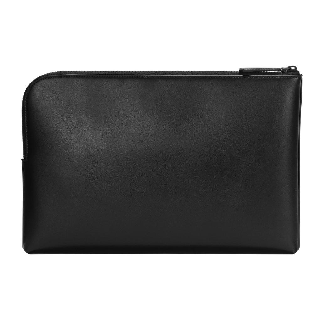 Montblanc Style 3.0 Series Zipper Closure Full Grain Leather Laptop Bag Clutch Men bags Black 129969