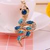 Exquisite Rhinestone Snake Keychain Fortune Women's Bag Pendant Zodiac Snake Year Key Ring  Couple