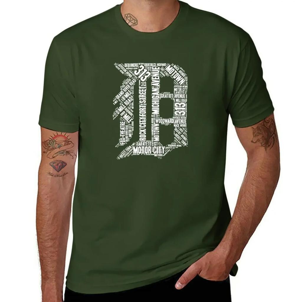 Love Detroit D with Street Names D Outline Shirt T-Shirt sweat Aesthetic clothing t shirts for men graphic