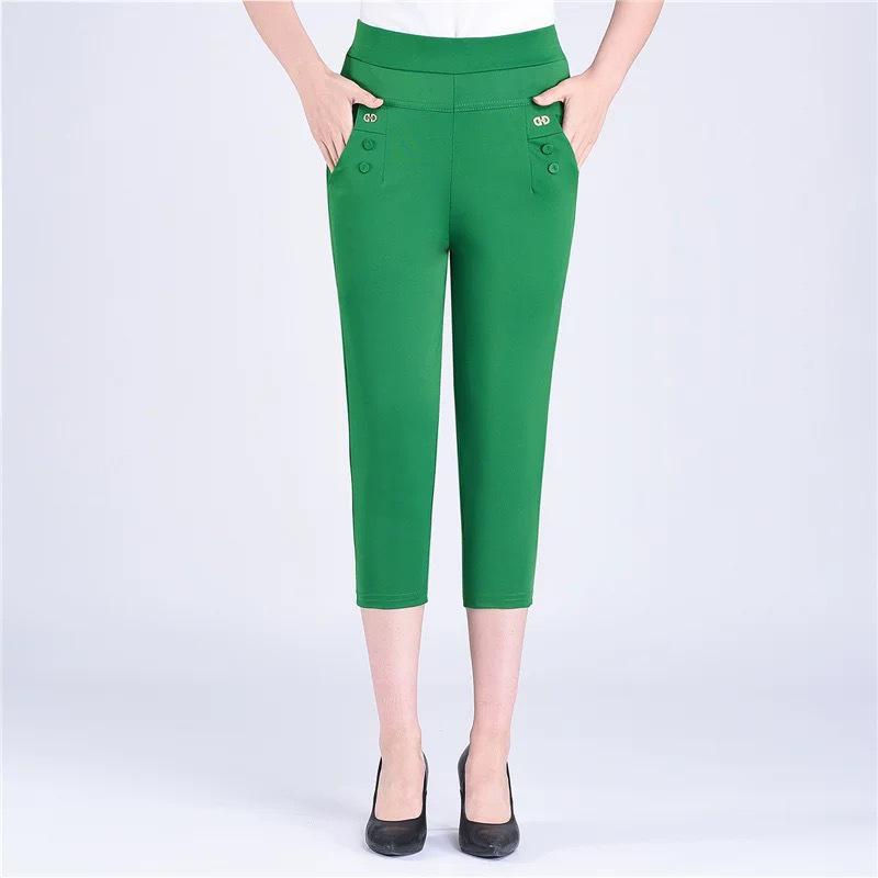 Льняные женские летние брюки с эластичной талией — повседневный стиль для мам среднего и пожилого возраста