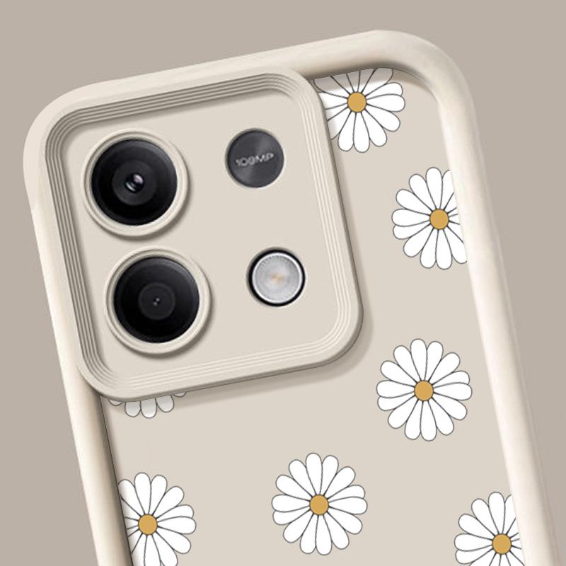 Белый цветочный принт матовый силиконовый чехол для телефона Xiaomi 13T Poco F6 Pro X6 X5 Redmi Note 13 12 11 10 Pro тонкий мягкий противоударный защитный чехол для объектива