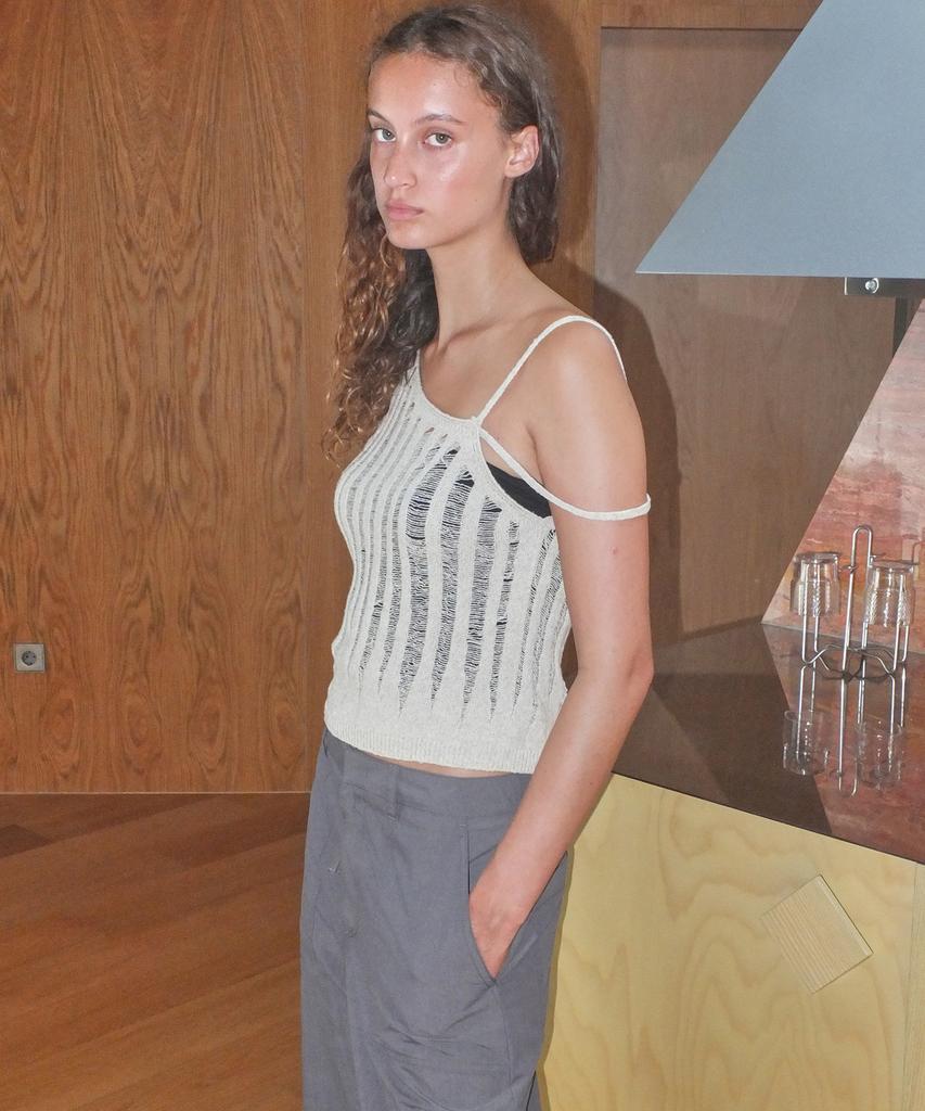 EN OR Layered Tank Knit Top - Beige
