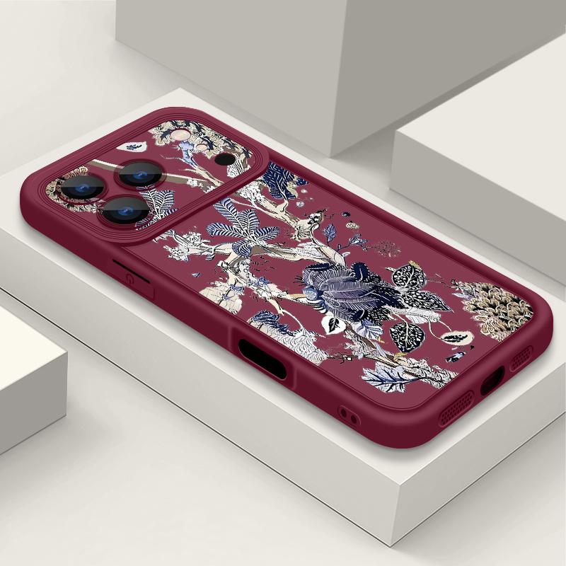 Luxury Retro Dark Floral Pattern Case For iPhone 17 Pro Max Shockproof Bumper Soft Silicone Cover For iPhone 16 15 14 13 Pro 12 11 16E Air