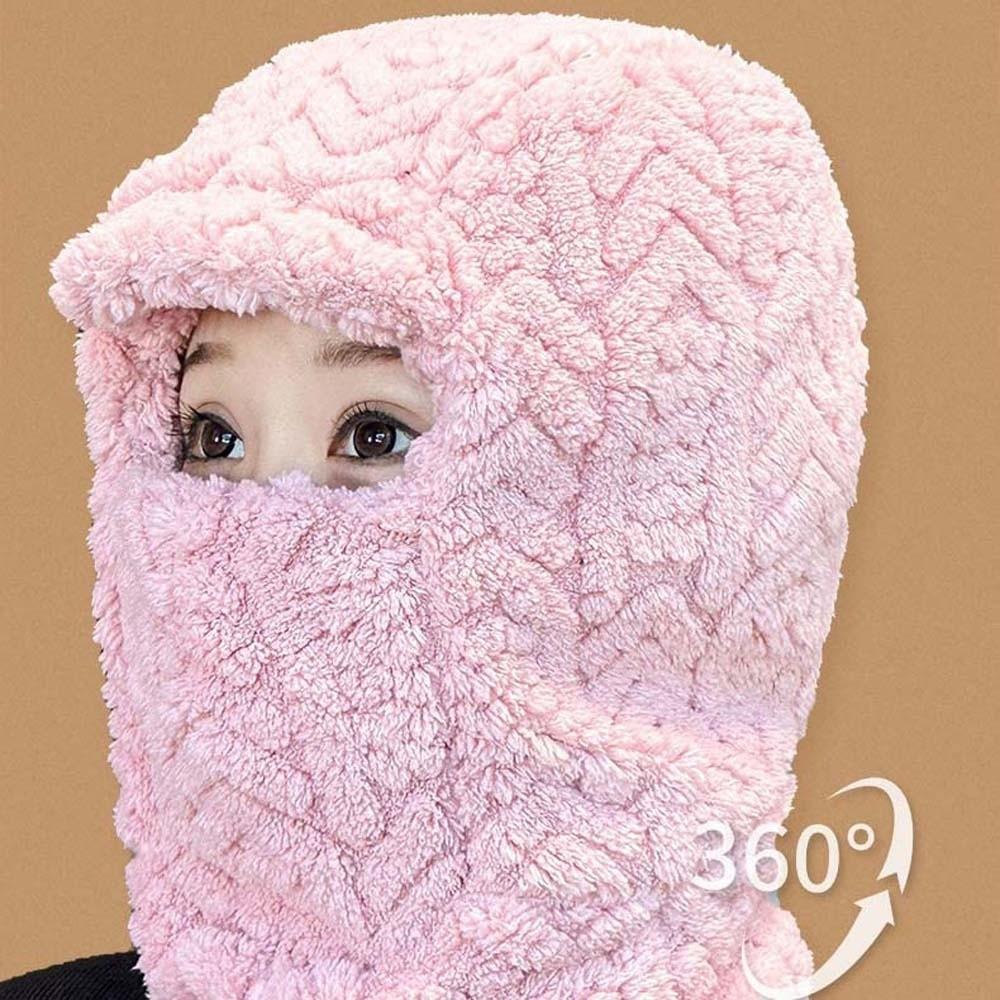 Polyester Warm Wrap Head Hat Solid Color Compact Cap Scarf Ski Windproof Cap  Women