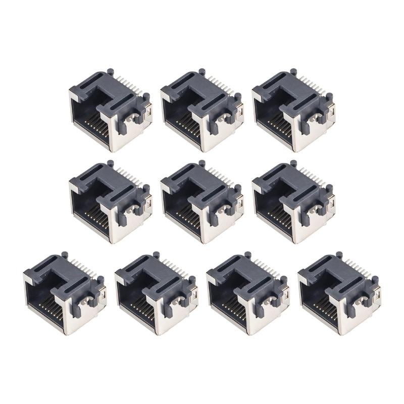 Pack Of 10Pcs RJ45 Ethernet Female Jacks Socket Metal Shielding SMTs Mount For Networking Devices PCB Replacement H=8.6