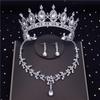 Качественные комплекты свадебных украшений из кристаллов для женщин, модные круглые серьги, комплект ожерелий, корона невесты, диадемы, выпускной, дубайские комплекты украшений