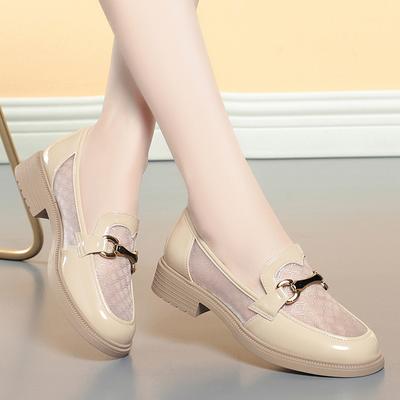 Летние британские сетчатые мокасины с полыми лоферами, женская обувь, модная мягкая кожа 2025 года, ретро-офисная обувь, туфли-лодочки Grace