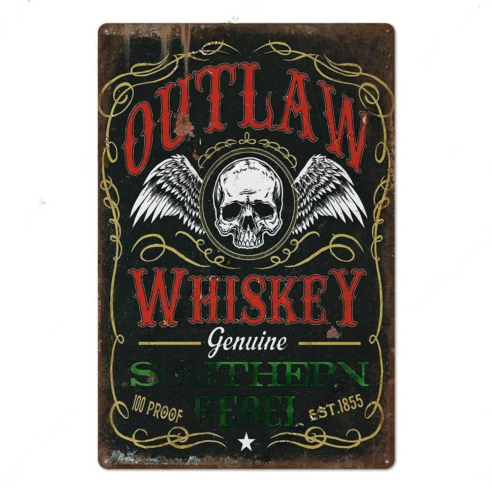 Vintage Bar Whisky Plaque Metal Club Tin Metal Logo Badge Girl Decor Garage Club Bar Men's Cave Bar Cafe Wall Decoration