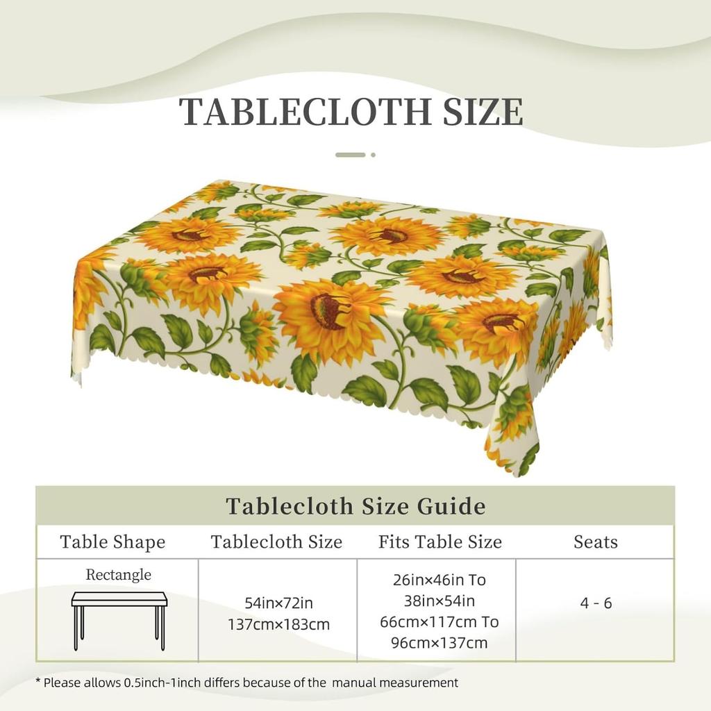 Подсолнухи Цветочная Прямоугольная Водонепроницаемая Скатерть Декор Столешницы Многоразовая Фермерская Кухня Обеденный Стол Свадебное Украшение