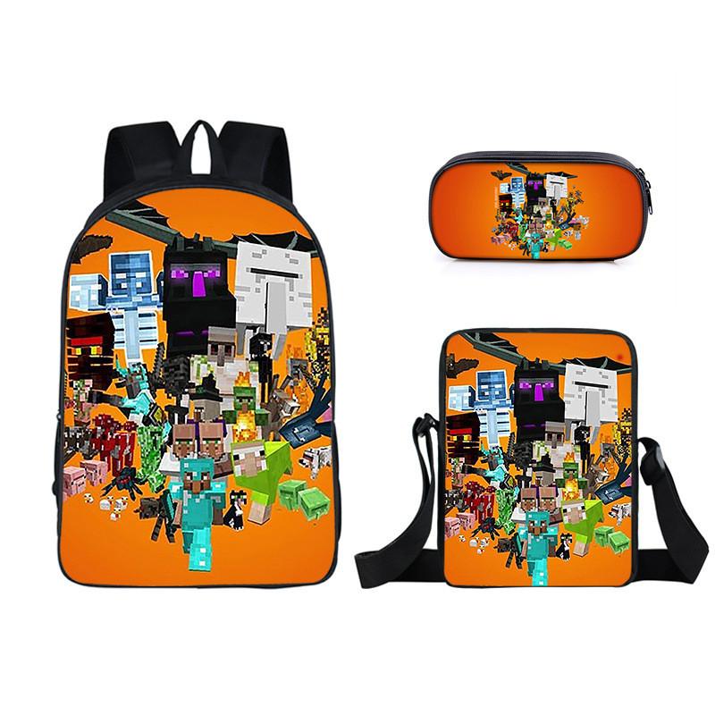 Minecraft Cartoon Game Character Printed Children Large Backpack Capacity