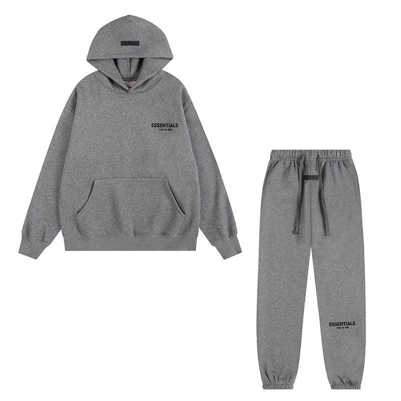 Mens Fleece-Lined Hooded Sweatshirt Jogger Set Cotton Blend Streetwear Outfit Winter Casual Wear