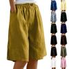 Женские модные однотонные брюки с карманами и пуговицами, капри, свободные хлопковые льняные шорты с эластичной резинкой на талии