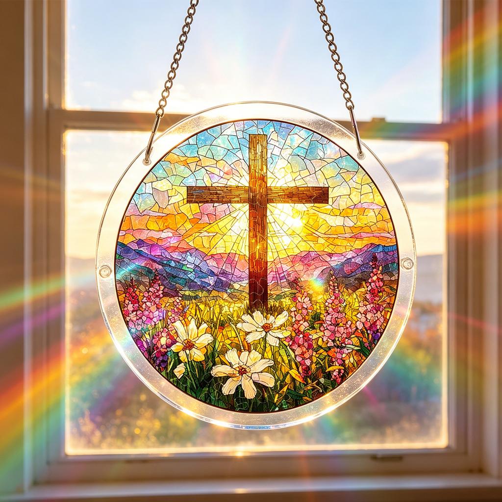 Suncatcher Window Hanging Puzzle with Chain DIY Suncatcher Puzzle Kits 7.36 Inch for Women Men Mom Birthday Gift Home Decor