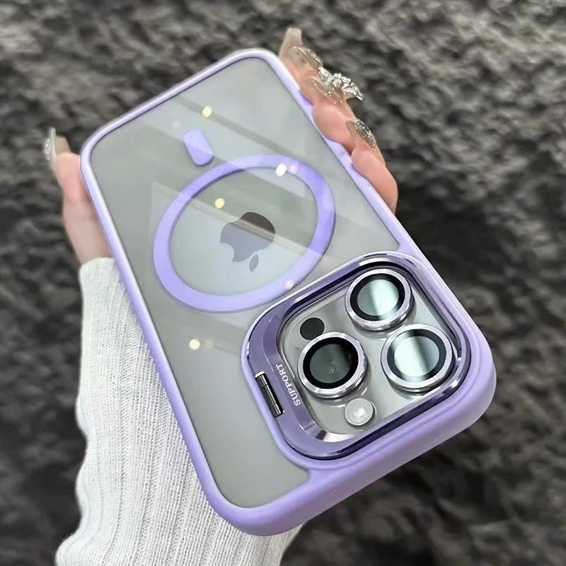 Применимо к чехлу для мобильного телефона iPhone16PRO, магнитный держатель для объектива, прозрачный твердый чехол из акрила Apple 17/14, противоударный.