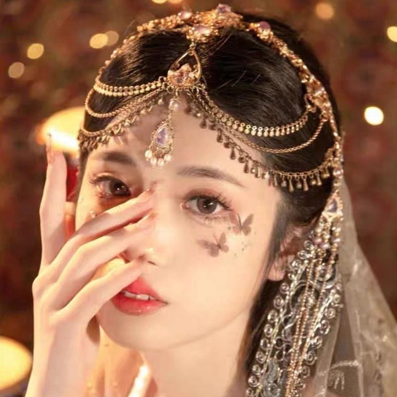Экзотическое украшение на лоб, Роскошное украшение на лоб с жемчужной подвеской, Стильная бахрома, Головной убор для вечеринок