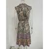 Women's Ethnic Style Printed Dress Elegant Sleeveless V-neck Knee-length Dress