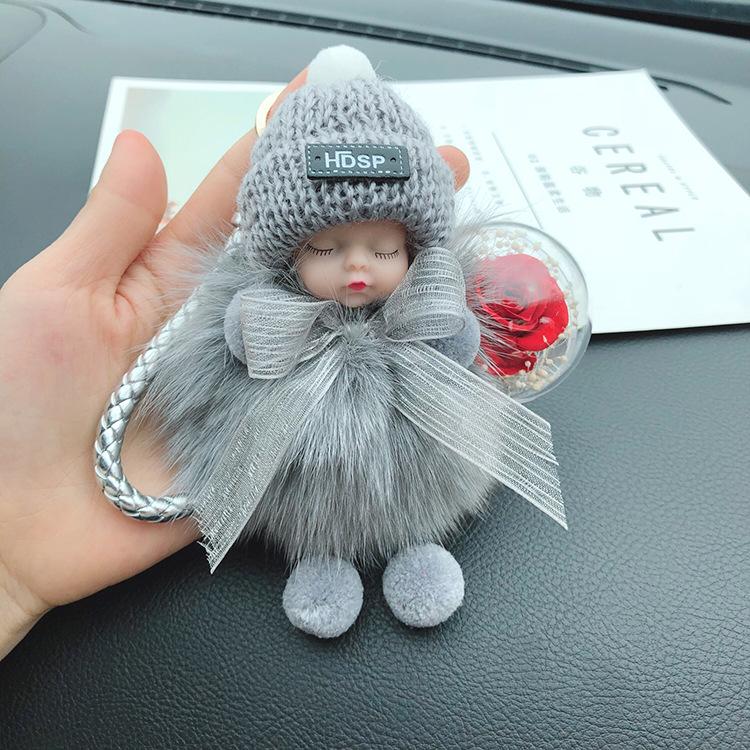 Корейский брелок-бантик: Кукла-щурка с подвеской из лисьего меха — уникальный японский и корейский подарок