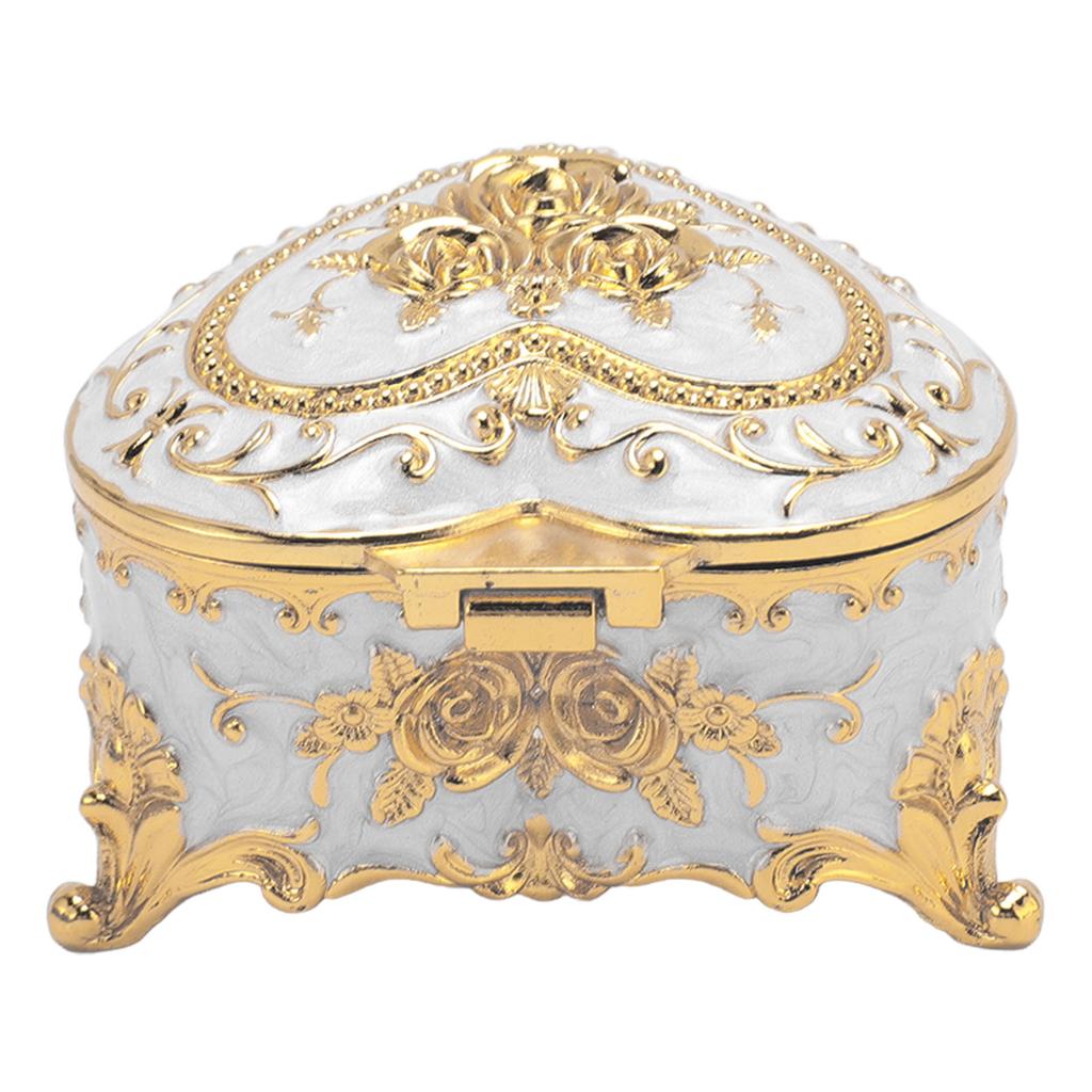 Small Jewelry Box Heart Shape Vintage Decorative Box Zinc Alloy Storage Container for Accessories