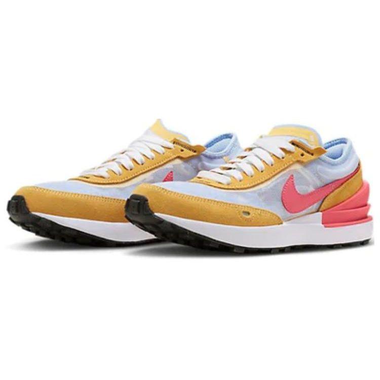 Nike Waffle One Шнуровка Нескользящие Амортизирующие Низкие Повседневные Кроссовки для Детей Оранжевый Белый DC0481-700