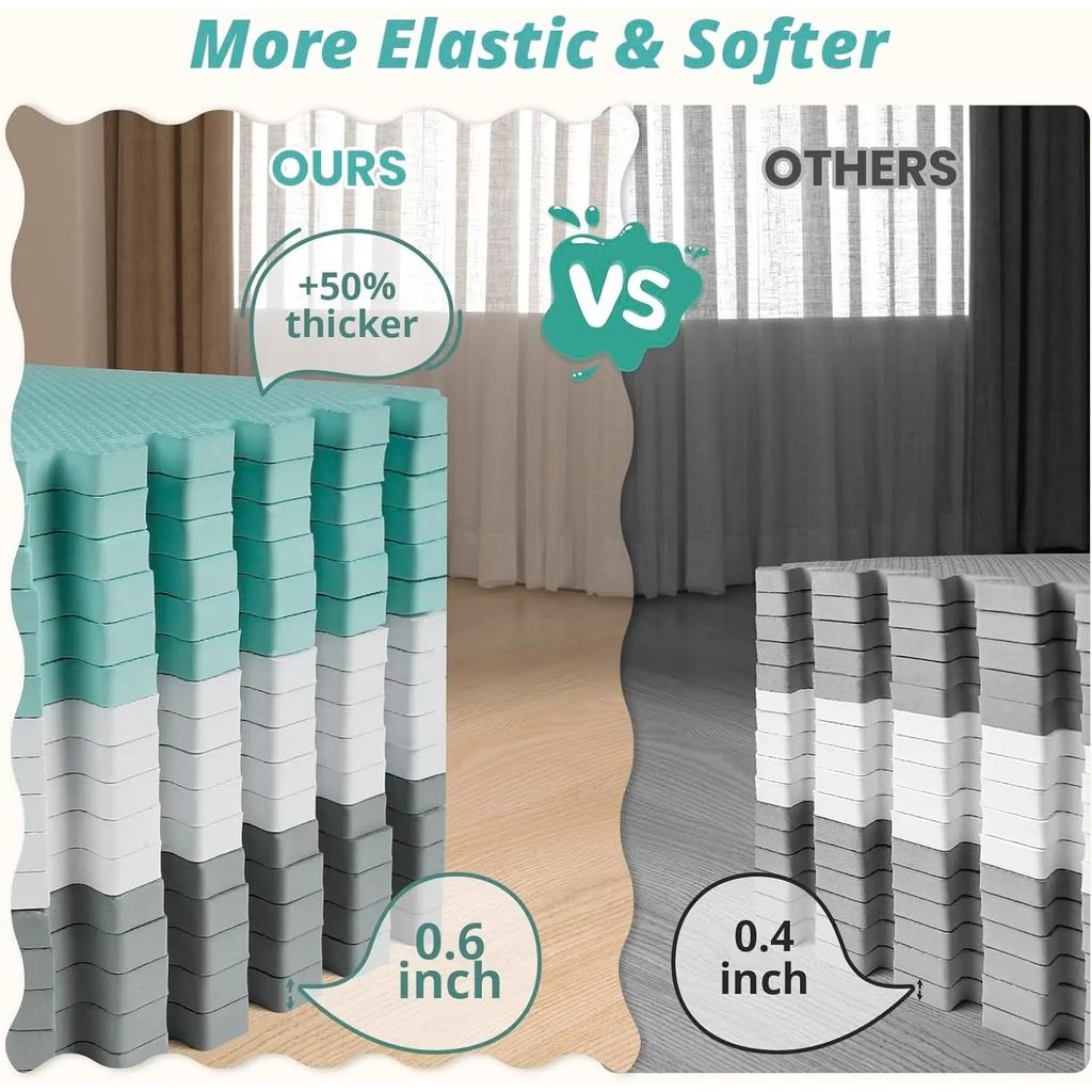 16 шт. Игровой коврик для детей на пол, Поролоновые плитки для пола для детей с замками, Квадратный поролоновый коврик-пазл для игровой комнаты