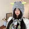 Knitted wool hat female winter plush little monster thermal ear straps Lei Feng hat adult cartoon thermal hat