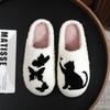 2025 Lovely Cat Embroidery Stuffed Slippers Home Men Women Furry Shoes 2024 Autumn Winter Fur Slides Fuzzy Fun Animal Pet Slippers