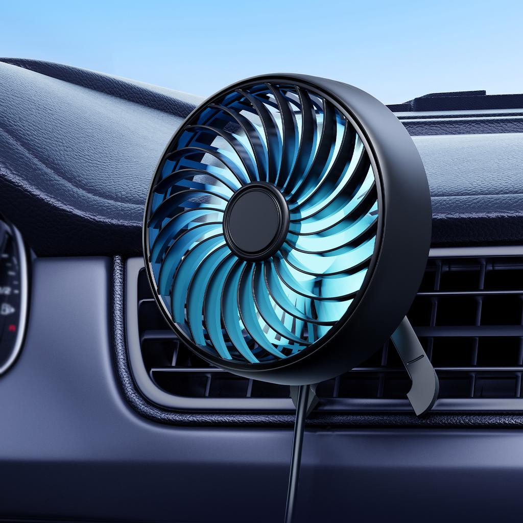 Hipacool Car AC Fan with Colorful Breathing Light for Car Air Vent USB Powered 3 Speed Wind Cooling Fan 360° Rotatable Quiet Fan