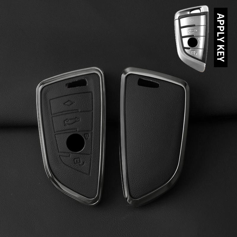 Zinc Alloy Leather Car Key Case For Bmw X1 X3 X5 X6 X7 1 3 5 6 7 Series G20 G30 G11 F15 F16 G01 G02 F48 Protective Accessories