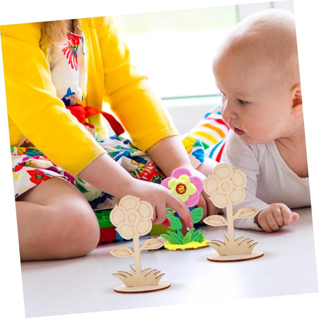 12 шт. Неокрашенные деревянные цветы для рукоделия, Деревянные цветы для раскрашивания своими руками, Детский декор цветов ручной росписи, Идеально для дома, офиса, украшения для вечеринки