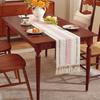 Nordic Style Table Runner Color Block Design Easy To Clean Table Flag with Tassel Christmas Dinner Table Accessory