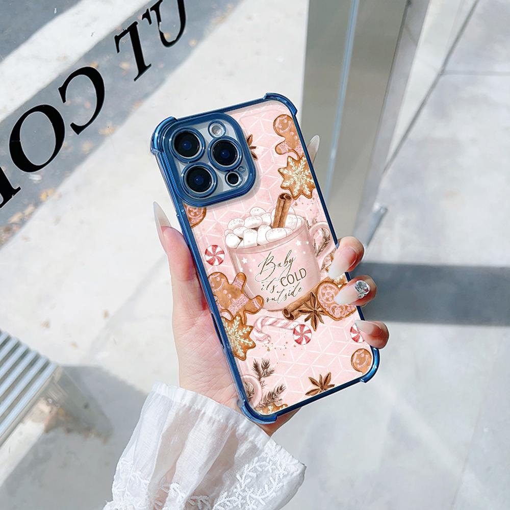 Чехлы для телефонов Ae114 Merry Christmas Christmas tree art из гальванизированного ТПУ для Samsung A54 A12 A14 S22 S23 S24 Ultra A55 A15 с четырьмя защитными углами