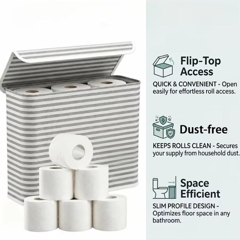 With Lid Toilet Paper Holder Stripe Printed Bathroom Tissue Box Laundry Basket  Bathroom
