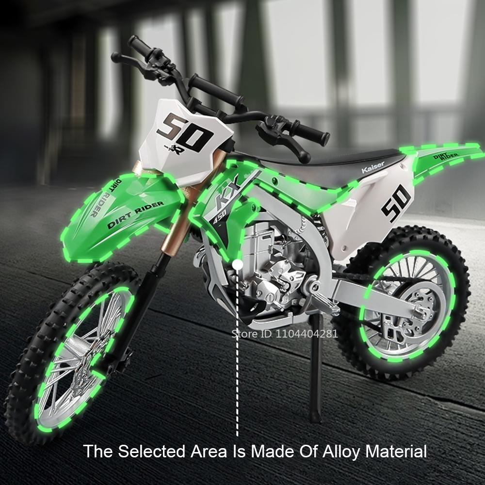 1:12 Модель мотоцикла Kawasaki Kx450 Nijia Zx-6r Игрушка Литой сплав Автомобиль Управление передним колесом Амортизация Декоративный Подарок для мальчика